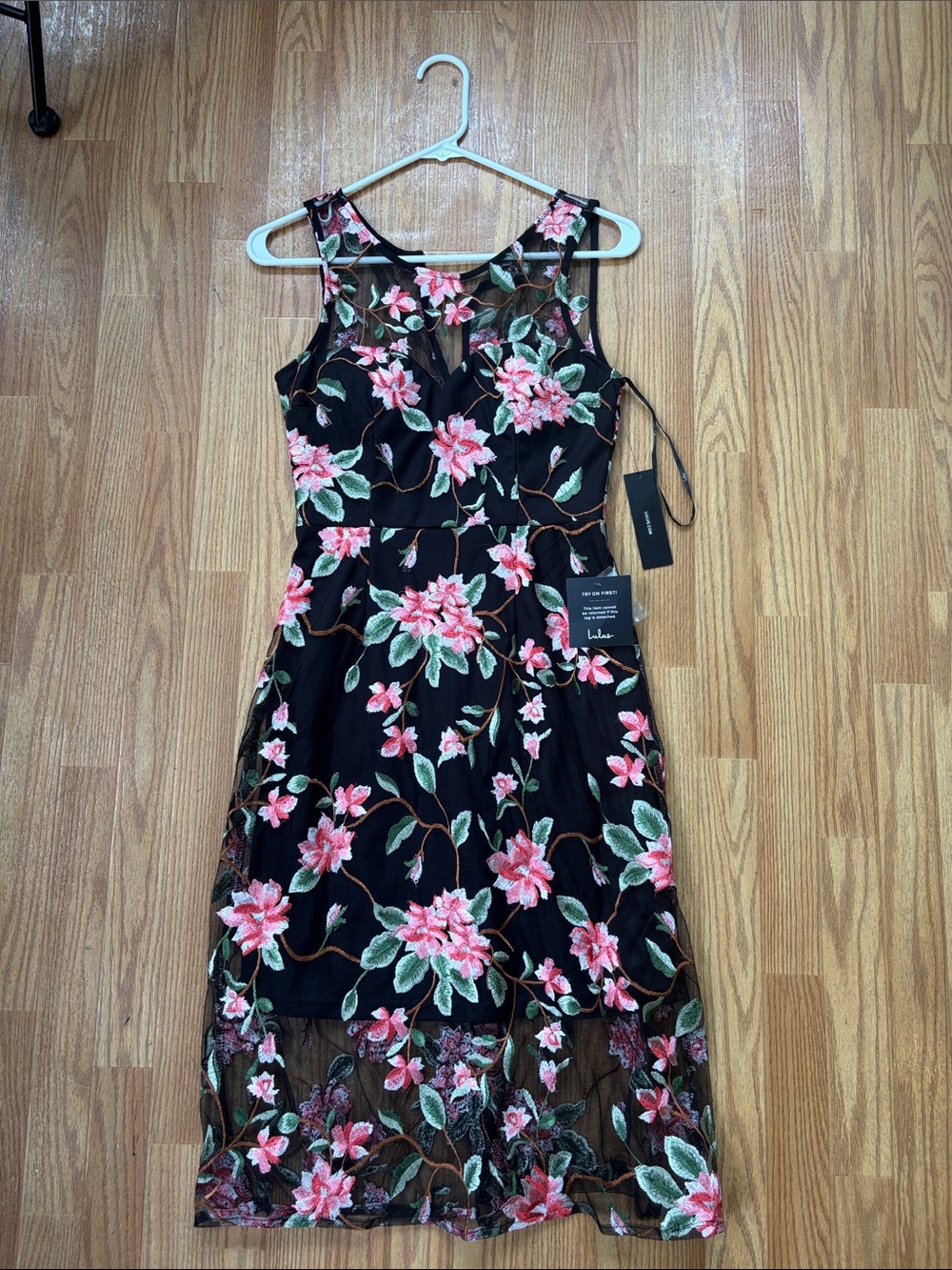 Lulu’s Headliner Embroidered Sleeveless Midi Dress